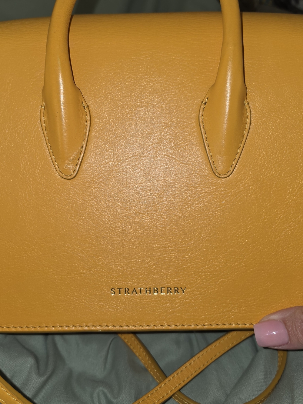 Strathberry Yellow Leather Mini Tote Bag - Picture 9 of 10